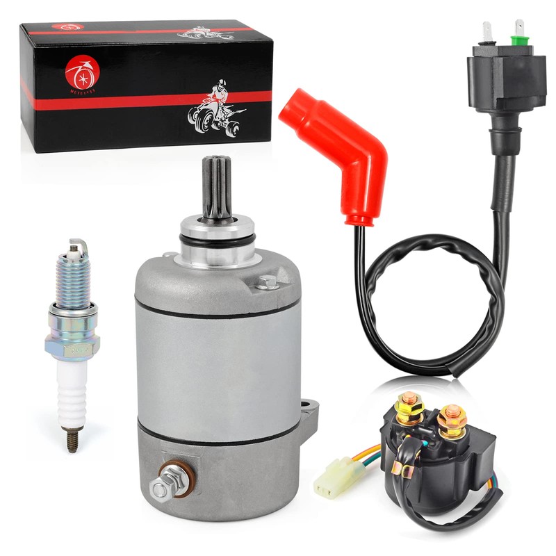 Starter Motor & Relay Ignition Coil Spark Plug Kit Compatible