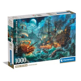 Clementoni 39777 Collection-Pirates Battle 1000 Piece Puzzle for Adults, Illustration by Paolo Barbieri, Made in Italy, Multi-Coloured