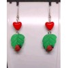 Ladybug on Leaf Dangle Earrings