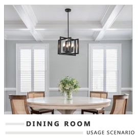 6-Light Black Chandelier Modern,Geometric Dining Room Light Fixture Hanging Adjustable Hight,Industrial Kitchen Island Light Fixtures,Metal Chandeliers for Living Room Entryway Foyer