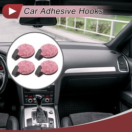 HEROFFIX 4 Pcs for Purses and Bags, Umbrella Etc Car Storage Hooks Sturdy Car Adhesive Hooks Pink Metal Acrylic 1.46"x0.98"