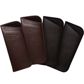 Calabria Slip-In Eye Glasses Case Faux Leather Felt Black Brown 4Pack Men Women Soft Eyeglasses Pouch Sunglasses Holder Bag