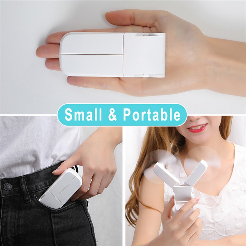 Folding Electric Fan Double Headed Portable Handheld Mini USB Fan