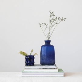 Creative Co-Op Distressed Glass, Cobalt Blue Vase