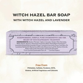 The Grandpa Soap Company Witch Hazel Bar Soap - Gently Tones Skin, With Witch Hazel and Lavender, Provides a Relaxing Effect, Vegan, For Face and Body, 4.25 Oz, 4 Pack