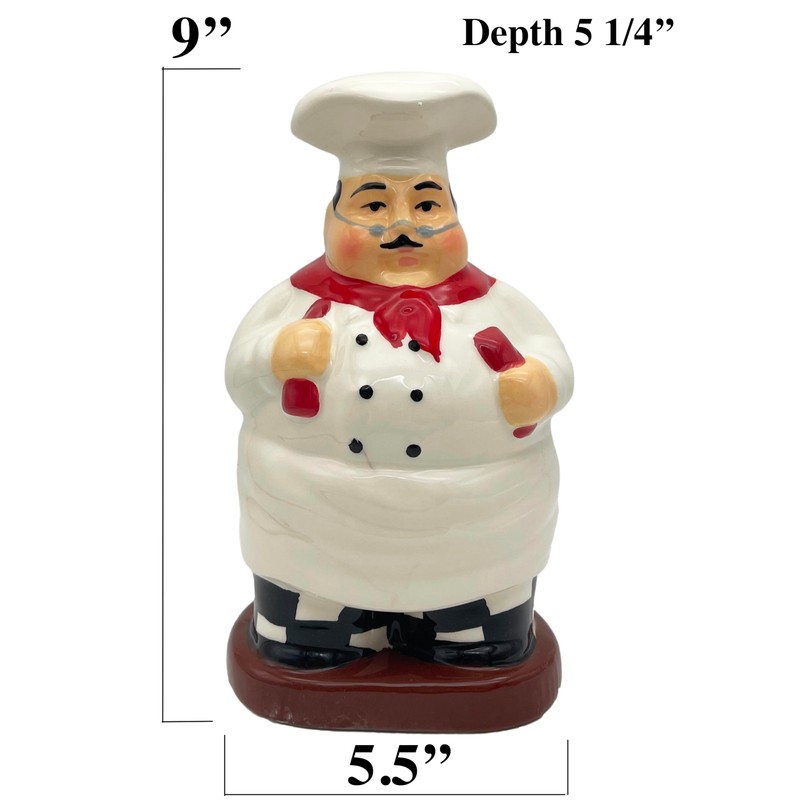 ACK Fat Chef Hand Painted Ceramic Utensil Jar, Utensil Holder,