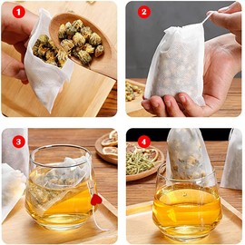 Bolsas de filtro de té con cuchara de té gratis, material seguro y natural, infusor de té desechable para té de hojas sueltas, café, especias, hierbas (150 piezas)