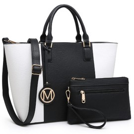 MKP Women Two Tone Large Tote Bags Top Handle Satchel Handbags Purses Set 2pcs