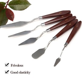 5pcs Painting Mixing Scraper Knife Set Thin & Flexible Stainless Steel Spatula Palette Knife Oil Painting Accessories Color Mixing Art Painting Palette Knives Tools