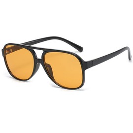 JCTAIFOO Fashion Rectangular Sunglasses Men Women Vintage 70s Square Glasses Retro Oval Sunglasses, black/orange