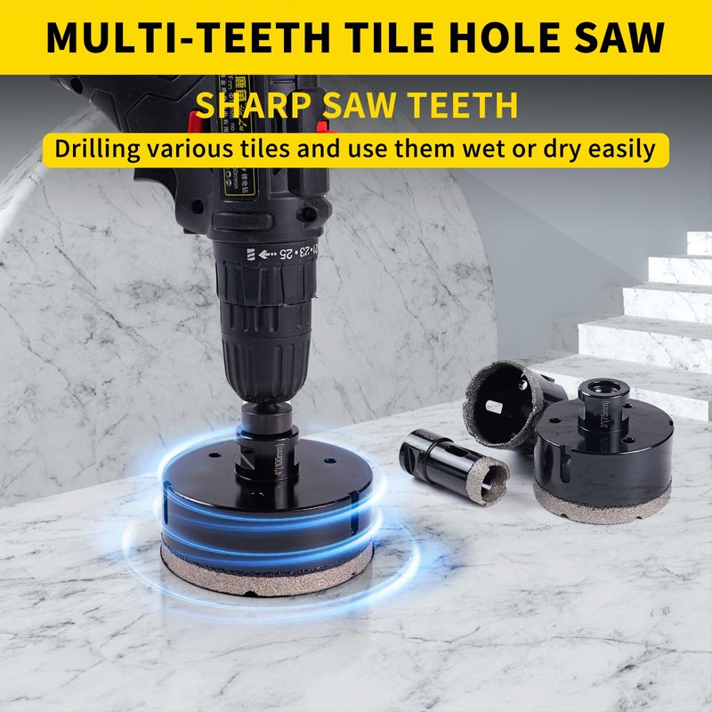 13PCS Diamond Core Drill Bit Set, Diamond Hole Saw Kit