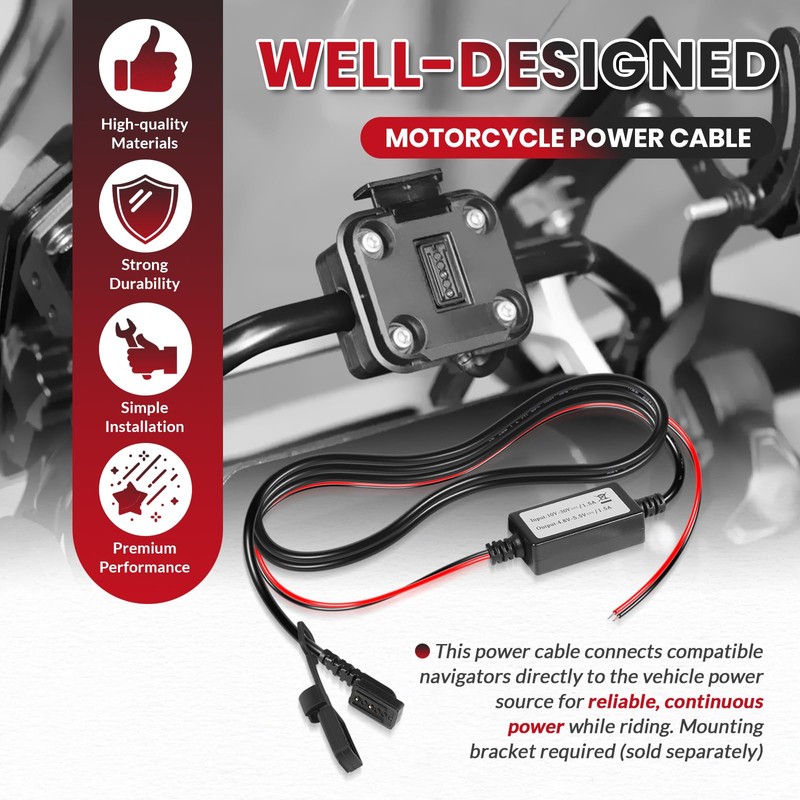 010-12953-03 Motorcycle Power Cable for Garmin Tread and zūmo XT