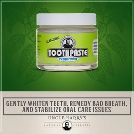 Uncle Harry's Natural & Fluoride-free Remineralizing Toothpaste - Freshens Breath & Strengthens Enamel - Peppermint, 3 Ounce (Pack of 1)