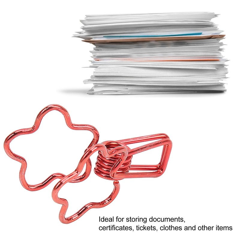 100pcs Binder Clips Flower Shape Hollow Long Tail Cartoon Metal