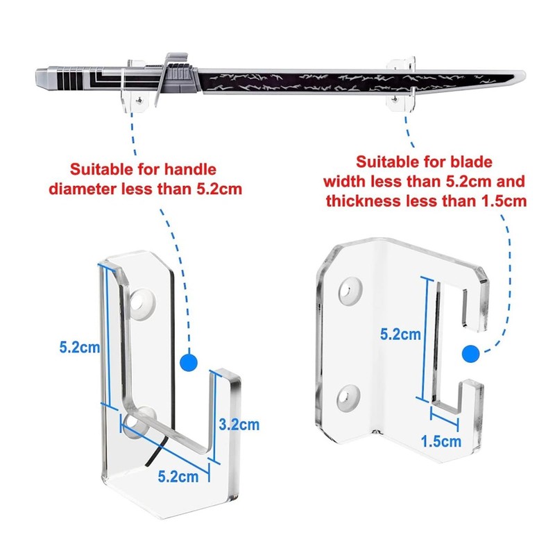 Tissting 2 Pcs Sword Holder Acrylic Horizontal Wall Mount Sword