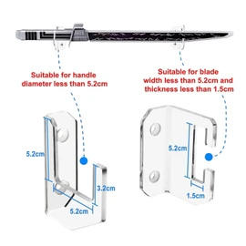 Tissting 2 Pcs Sword Holder Acrylic Horizontal Wall Mount Sword Display Rack with Expansion Pipes, Samurai Flat Blade Display Stand for Saber Tanto Rapier (Clear)