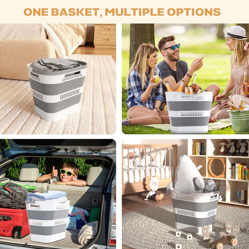 OOAMBB 43L(11.5Gallon) Collapsible Laundry Basket with Handles, Foldable Laundry Basket