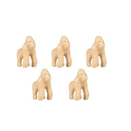 Décopatch AP206C Set of 5 Papier-Mâché Animal Figures for Decorating, 10 x 5.5 x 12 cm, DIY Activity, Cardboard Brown, Gorilla Monkey, 1 Set