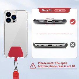 CACOE Phone Lanyard 2 Pcs Adjustable Neck Strap,4 Pcs Patches,Universal Crossbody Multifuctional Patch Polyester Cell Phone Lanyards Compatible with Most Smartphones(Black+Red)