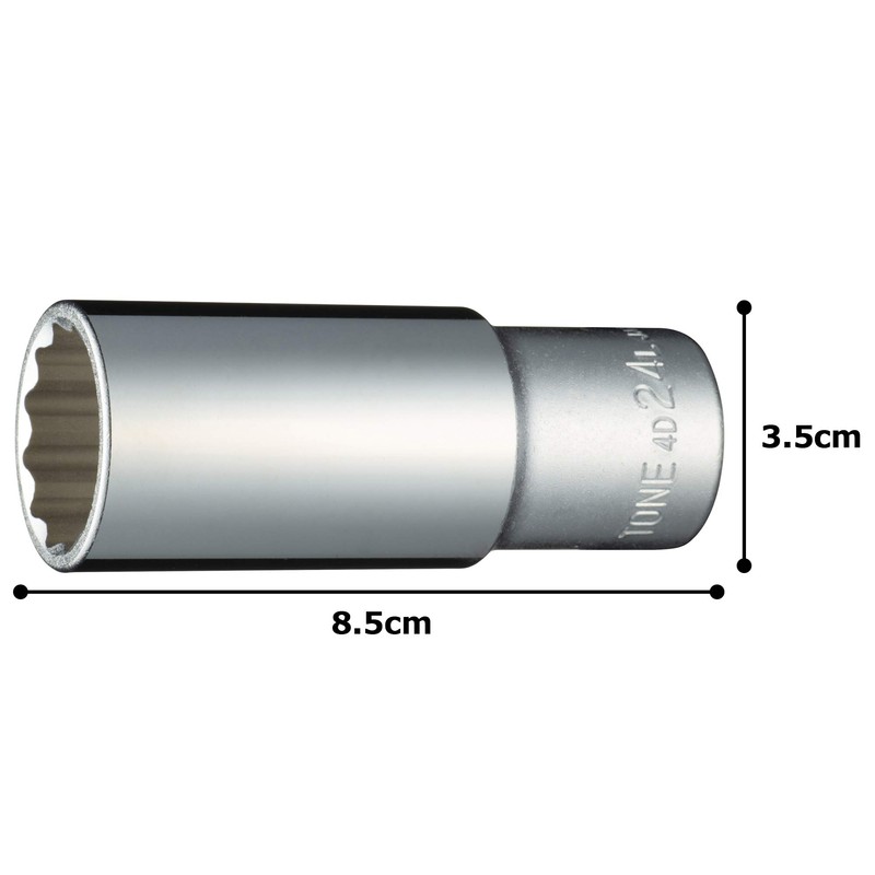 TONE Deep Socket (12 Square) 4D-24L Insertion Angle 0.5 inch