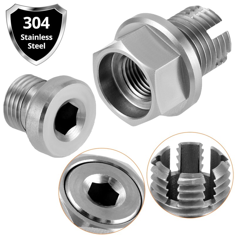 QWORK Stainless Steel M14.1-1.5 x 15mm Oversize Oil Drain Plug,