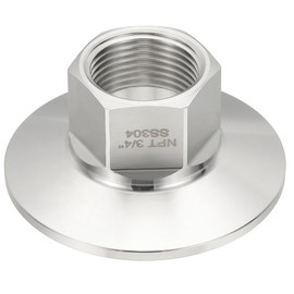 PATIKIL 2 in TC Tri Clamps Adapter, 1 Piece Tri Clamps Fittings to NPT 3/4 Female Thread Adapter Hexagonal Sanitary 304 Stainless Steel for Food, 64 mm Ferrule