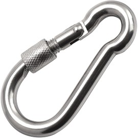 OPIOL QUALITY® Carabiner Hook with Screw Cap 11 x 120 mm A4 V4A Stainless Steel (Pack of 2) Fire Brigade Hook Safety Screw Snap Hook