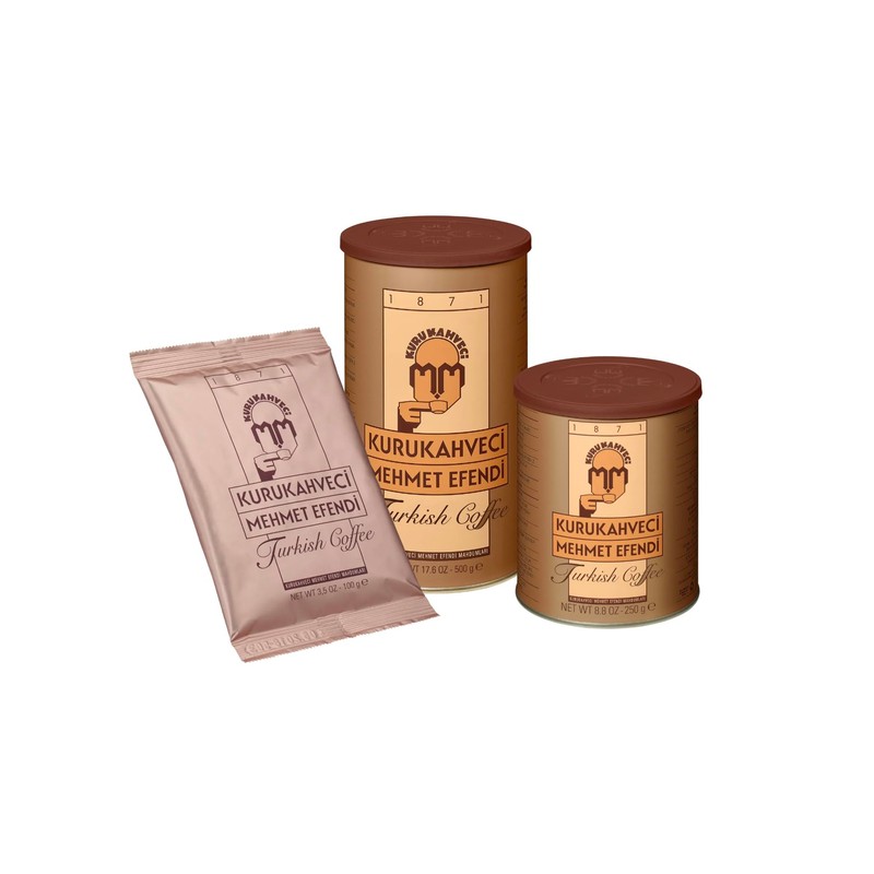 KURUKAHVECI MEHMET EFENDI Turkish Coffee, Cezve Set, Roasted Ground,Rich Aroma,