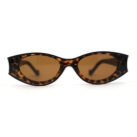 Womens Mod Concave Plastic Frame Oval Cat Eye Sunglasses Tortoise Brown