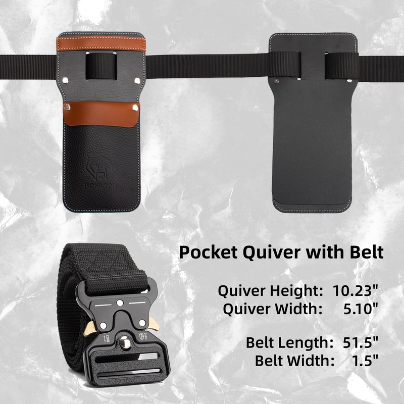Archery Leather Pocket Arrow Quiver, Portable 8 to10 Arrows Holder