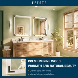 TETOTE White Wooden Mirror for Bathroom Vanity 30 x 36 Rustic Farmhouse White Wood Frame Rectangle Wall Mirror for Living Room Bedroom Entryway, Waterproof, Horizontal/Vertical, Easy to Install