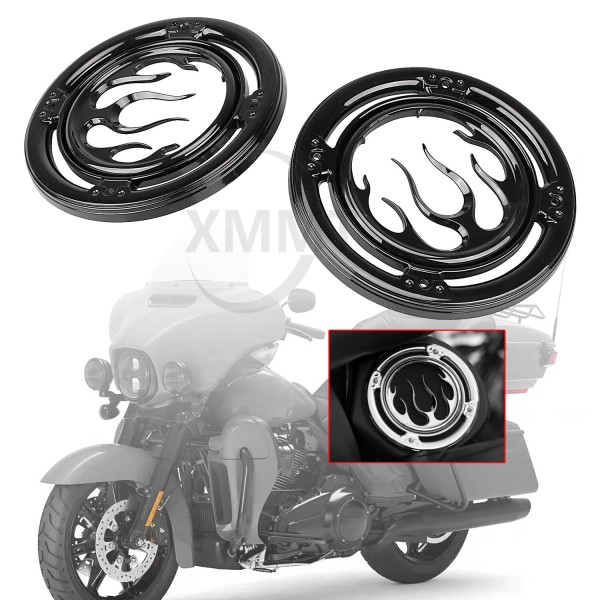 Unbranded Black Flame Rear Speaker Accent Trim Cover For Harley