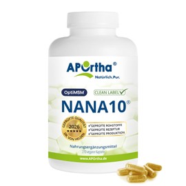 APOrtha NaNa10 270 Vegan Capsules, Dr. von Helden Formula with 10 Components, with Vitamin C and Magnesium and L-Glycine, 270 Capsules for 30 Days, Gluten Free, Allergy-Free, Lactose Free