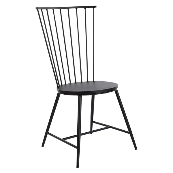 OSP Home Furnishings Bryce Metal Dining Room Chair with Curved Back, Black Finish