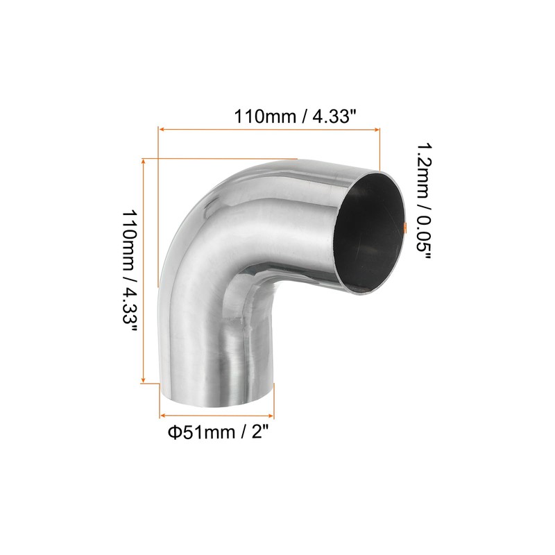 PATIKIL 2 Inch OD 304 Stainless Steel Butt, 90 Degree