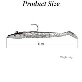 Fishing Lures,5PCS Soft Plastic Lures Swimbaits for Bass Pike Trout with Jig Head and T tail,Artificial Bait, Fishing Tackle for Saltwater & Freshwater 11cm 10g