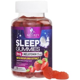 Gomitas para dormir, 8 mg de melatonina por porción, con extracto de passiflora para un sueño reparador, suplemento de melatonina de acción rápida par