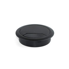 Emuca - Round built-in Ø3,14 inch (Ø80mm) grommets for table/desk/worktop, plastic, black, Set of 4