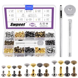 Swpeet Remaches de doble tapa para manualidades de piel (N5)