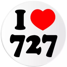Kiwi Gifts I Love 727 - Circle Sticker Decal 3 Inch - Area Code St Petersburg FL