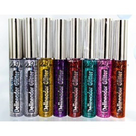 Helen Von Kosmetisch Delineador Glitter Liquido Larga Duracion Brocha Kit 8 Pzas