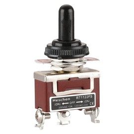 Heschen Metal Toggle Switch, RT1122FS, SPDT, Momentary Type, (ON)/OFF/(ON) 3 position, 15A 250VAC, with Waterproof Cap, CE
