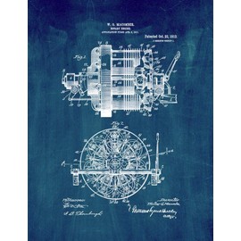 Rotary Engine Patent Print Midnight Blue (24" x 36") M12979