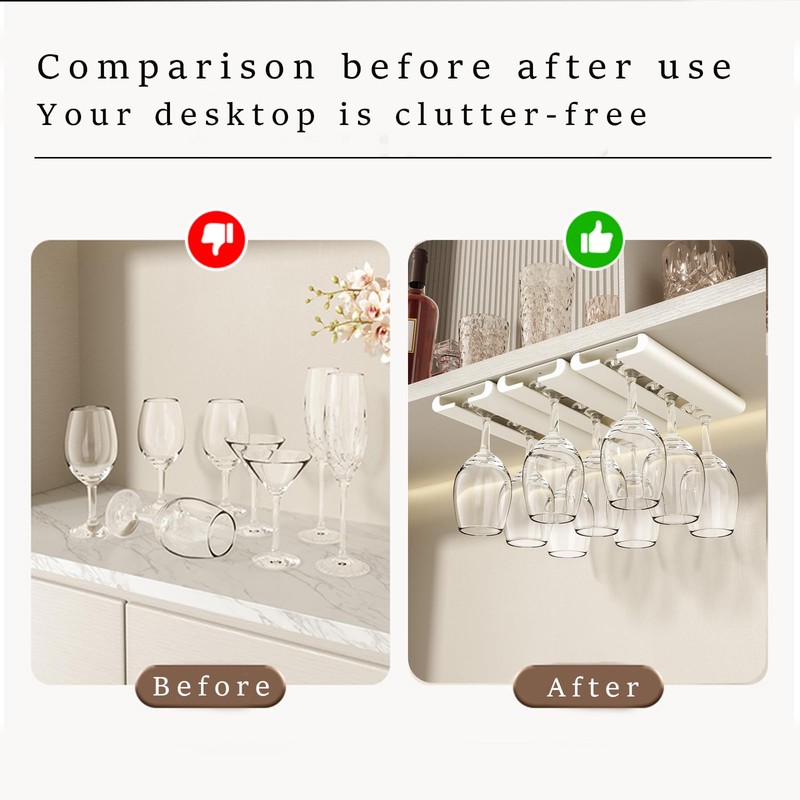 Vaisoeny 2Pack Wine Glass Holder - Under Cabinet, No Drilling