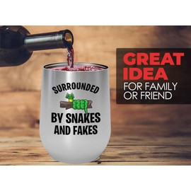 Snake Lovers Silver Edition Wine Tumbler 12oz - Surrounded by snakes - Exotic Tropical Pet Reptiles Lizard Snake Turtle Geckos Tortoise Breeder Camouflage