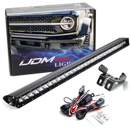 iJDMTOY Metal Modular Bumper Mount 30-Inch LED Light Bar Kit Compatible with 2021+ Ford Bronco Everglades, Includes 150W Single Row LED Lightbar, Mounting Brackets, Relay Wiring w/On/Off Switch