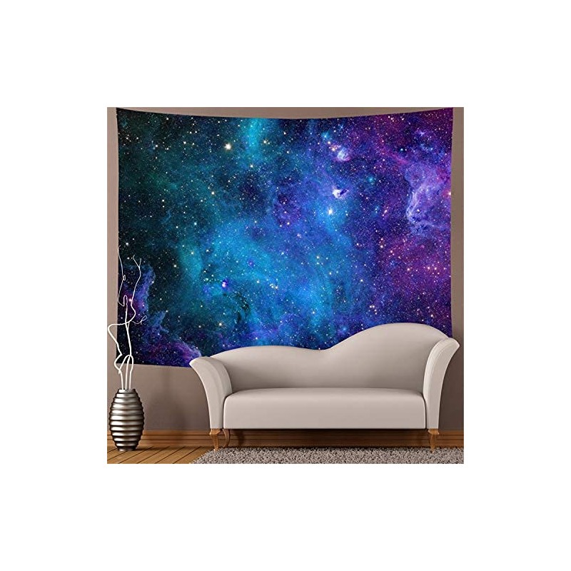Roveking Bohemian Elephant Tapestry, Blue Galaxy, M/51.2" × 59.1", Living