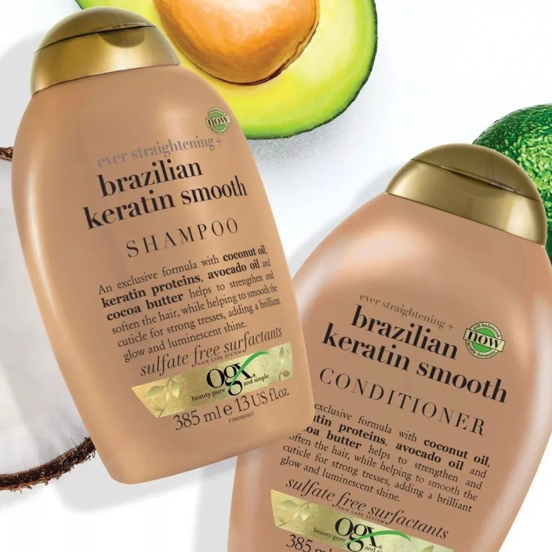 Ogx Keratina Brasilea Shampoo Y Acondicionador 385 Ml