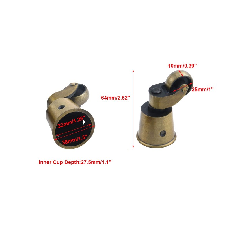Semetall 4pcs Metal Swivel Round Cup Caster 2.52-Inch Height Swivel
