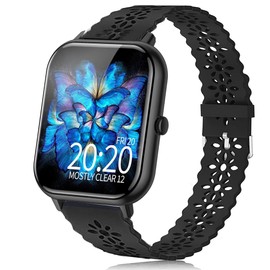 Compatible for RLQA Smart Watch Bands, Lamshaw 20mm Quick Release Silicone Lace Replacement Straps Compatible for IOWODO R30 Pro, R50 / Compatible for Blackview R50 / Compatible for RLQA 54 1.83" Smart Watch (Black)